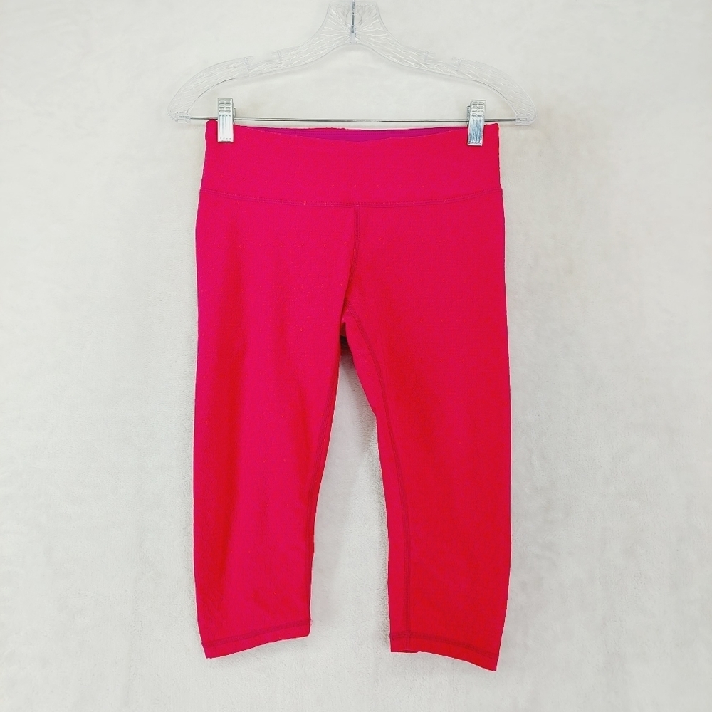Prana Pink Purple Pattern Athleisure Yoga Running Capri Leggings P2918